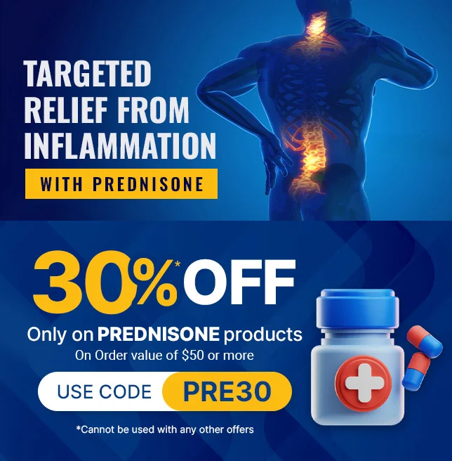 30% de descuento en medicamentos con prednisona en pedidos superiores a 45 €. Usa el código PRE30.